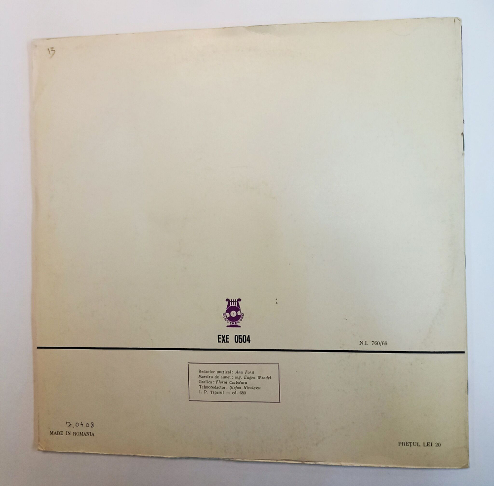 Винтажная виниловая пластинка LP Zeno Vancea Istoria Muzicii Universale In Exemple Discul Nr. 3 (Muzica Instrumentala In A Doua Jumatate A Sec. Al XVII lea Si in Sec. Al XVIII lea) (Румыния 1971)