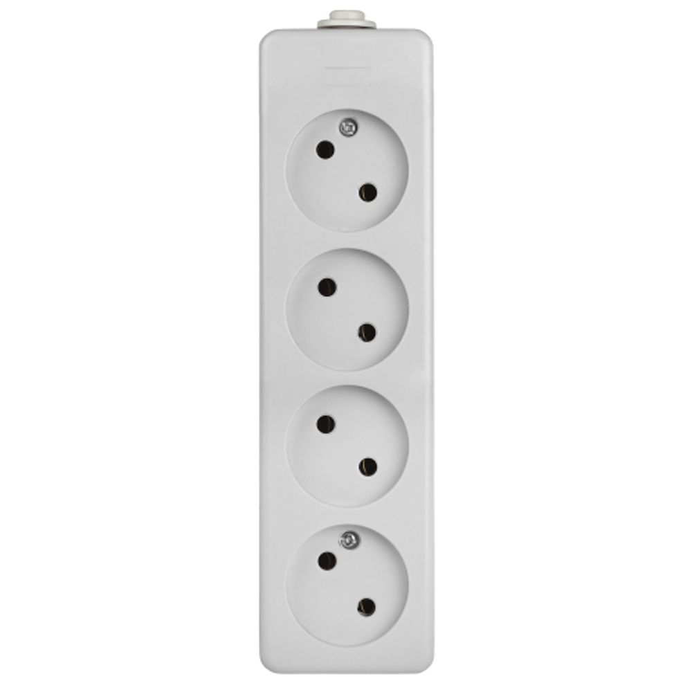 Колодка ЭРА K-4 4 розетки без зазeмления белая