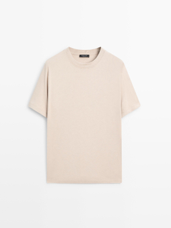 Massimo Dutti Футболка из смесового хлопка, песочный