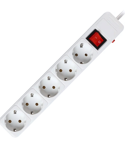 Сетевой фильтр 16А, 3500 Вт, 5 гнезд, без з/ш, с з/к, ПВС 3x1.0 мм?, 3 м, белый (SBSP-5-30-W)