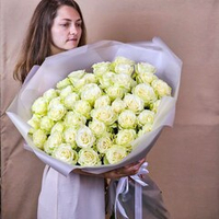 Букет Белая премиальная роза 51 штука