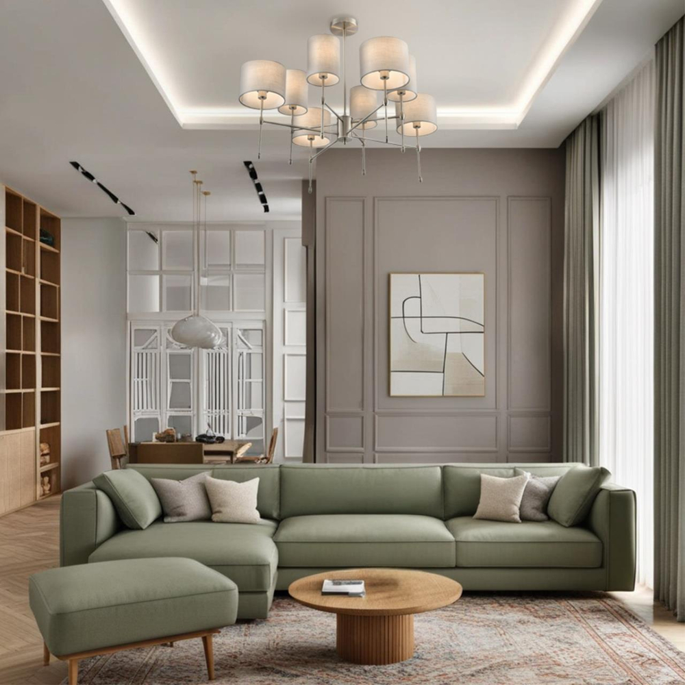 8262/8C CLASSI LN26 металл/текстиль, никель/серый Люстра потолочная E14 8*40W 220V LATTI