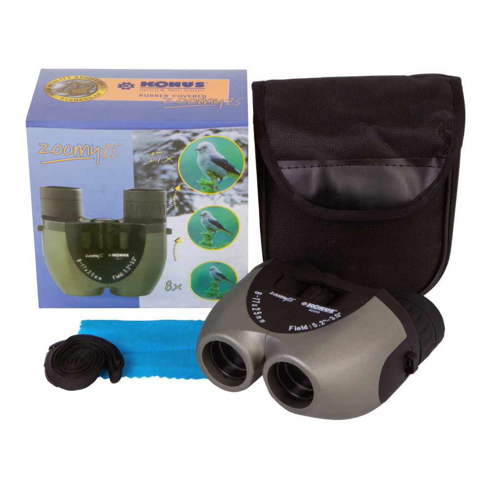 Бинокль Konus Zoomy-25 8–17x25 — комплект поставки