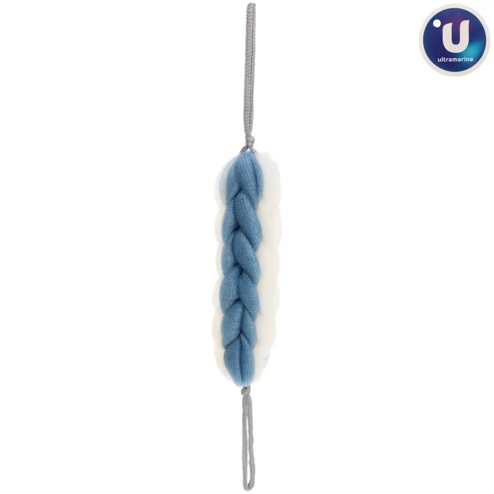 Мочалка для тела «PREMIUM - FERGAMO», цвет белый / лазурный, 26*6 см, 60грамм, Zip пакет