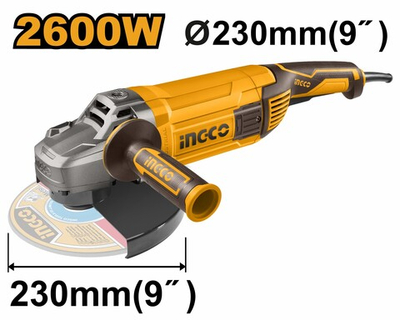Угловая шлифовальная машина 230мм 2600Вт INGCO AG26008 INDUSTRIAL