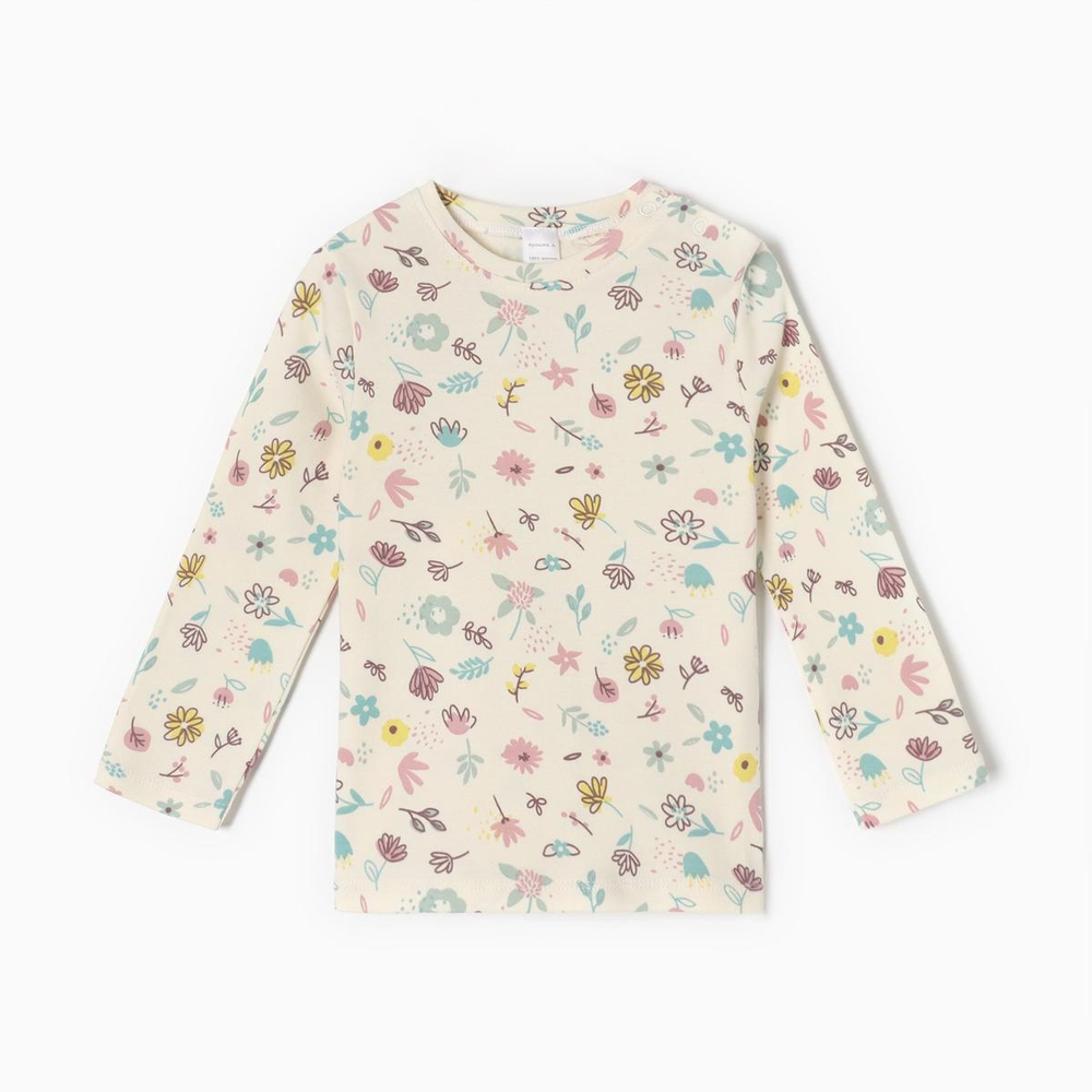Футболка с дл. рукавом Flower р. 80-86 бежевый 9952950 (Крошка Я), 1 шт.