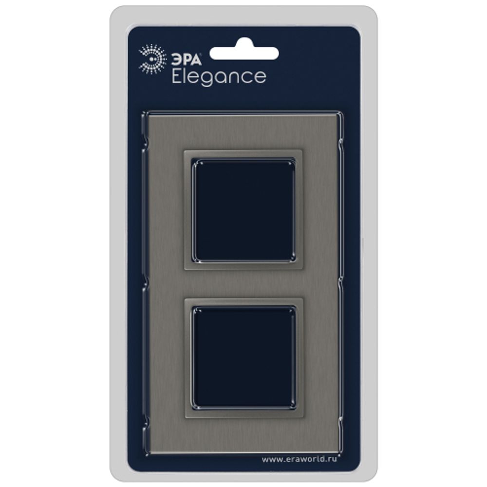 Рамка для розеток и выключателей ЭРА Elegance 14-5202-16 на 2 поста, металл, титан