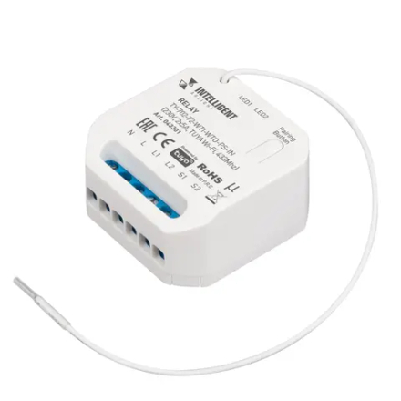 INTELLIGENT ARLIGHT Релейный модуль TY-702-72-WTI-WTO-PS-IN (230V, 2x5A, TUYA Wi-Fi, 433Mhz) (IARL, IP20 Пластик, 3 года) 043301