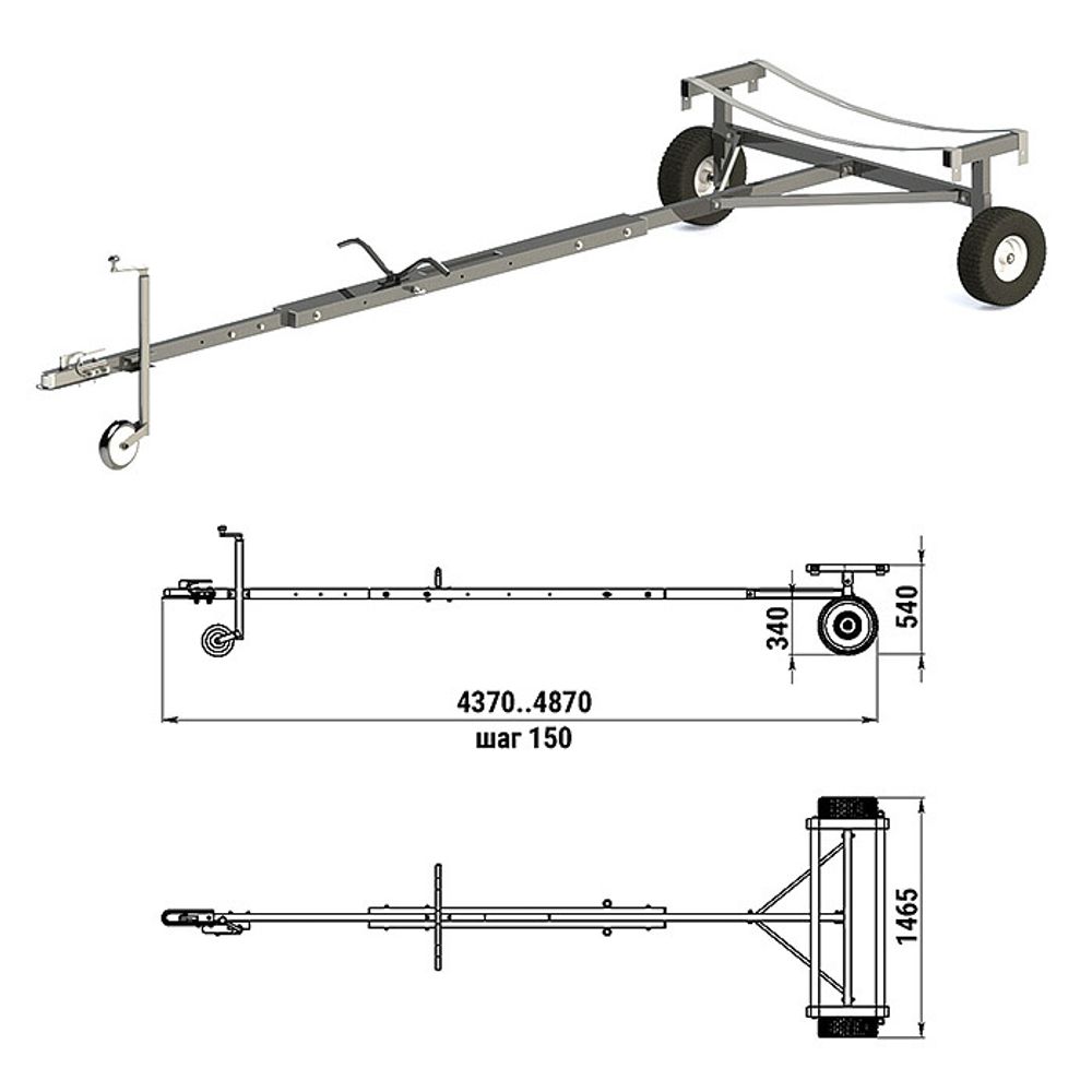 Прицеп разборный для лодок 4,0-4,6м, весом до 300 кг