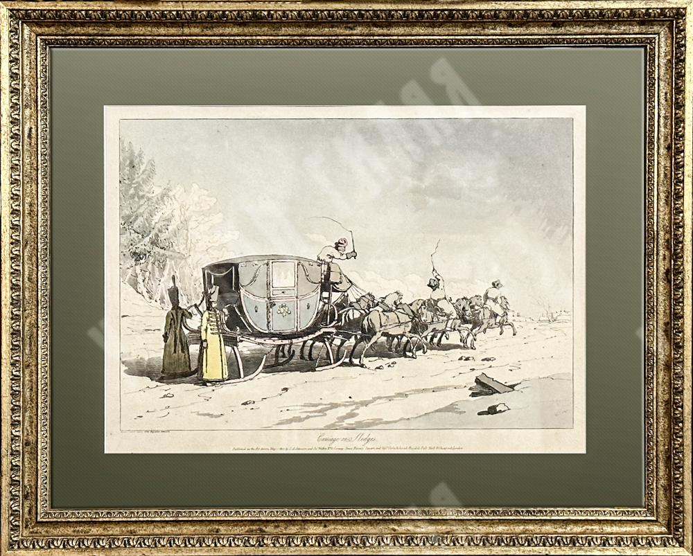Аткинсон Д. А. (J. A. Atkinson; 1775–1830). Возок на полозьях. Гравюра с подрисовкой акварелью. 1803