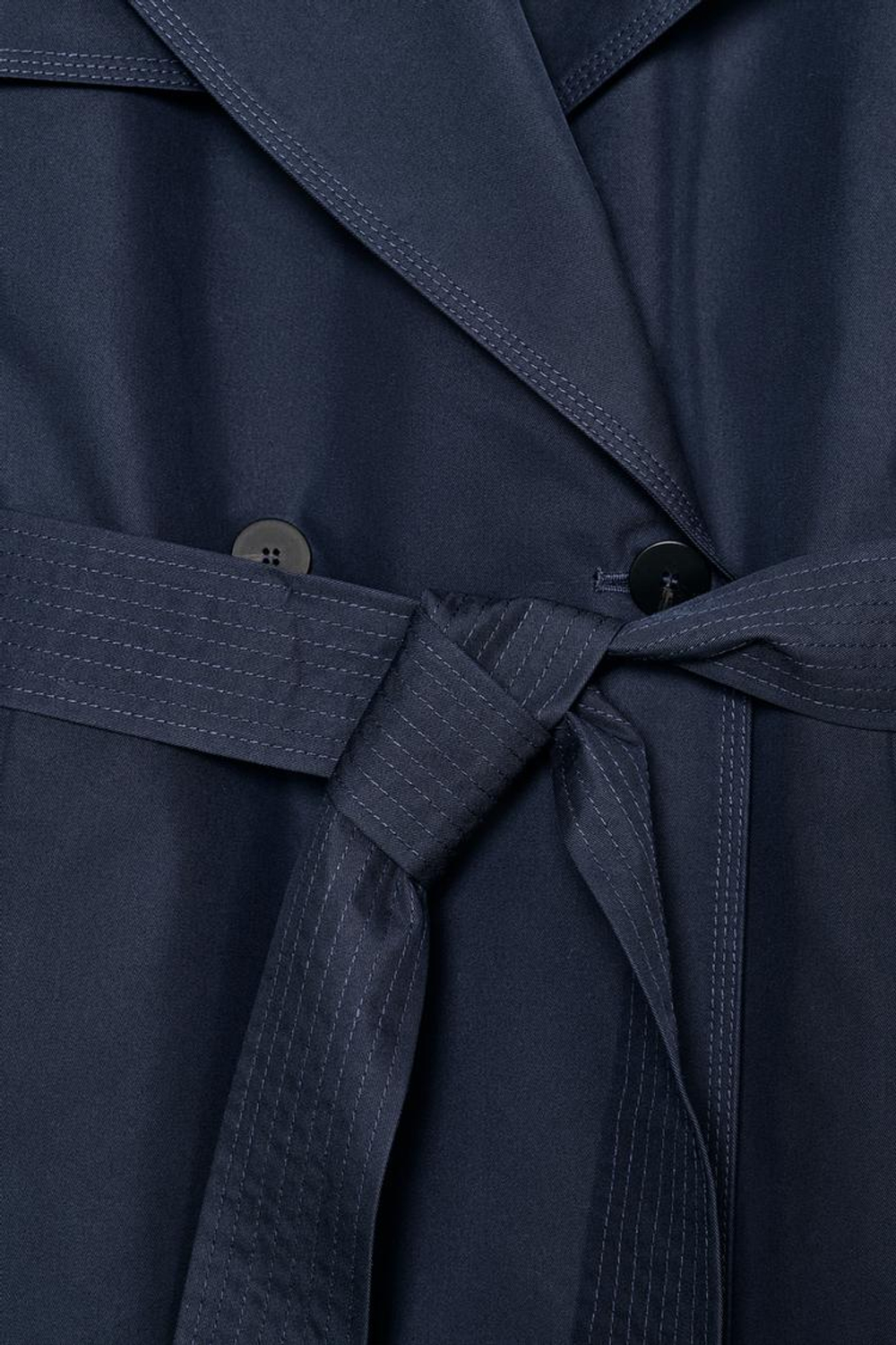 ZARA ТРЕНЧ ОВЕРСАЙЗ С ПОЯСОМ — ZW COLLECTION, СИНИЙ