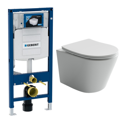 Комплект подвесной безободковый унитаз Ceramica Nova Balearica CN6000 белый с сиденьем микролифт + инсталляция Geberit Duofix UP320 111.300.00.5