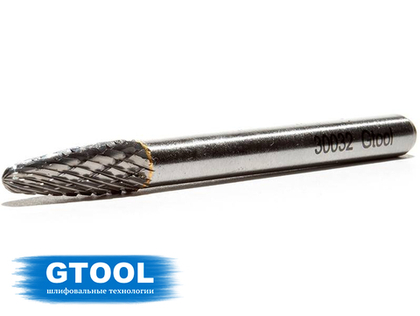 Борфреза GTOOL форма F парабола с закругленной головкой, диаметр головки 6мм