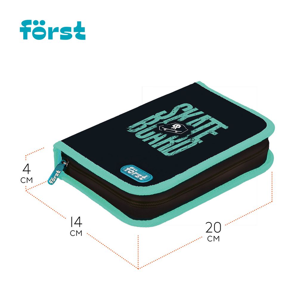 Пенал 1 отделение, 200*140*40 Först "Skateboard", дополнительная откидная секция, полиэстер