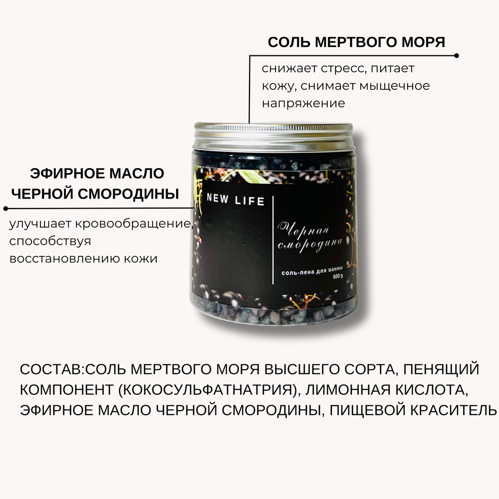 Соль-пена для ванны ЧЕРНАЯ СМОРОДИНА