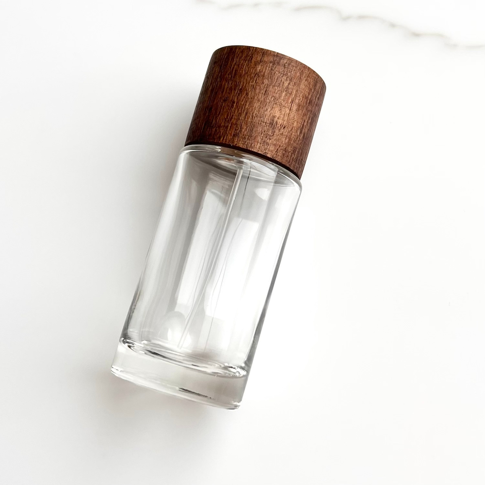 5 КОМПЛЕКТОВ: Флакон FUN 50 ml, колпачок CYLINDER 40, дерево бук цвета шоколад, спрей самозащелкивающийся с кольцом