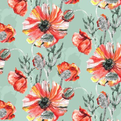 Красные вертикальные маки