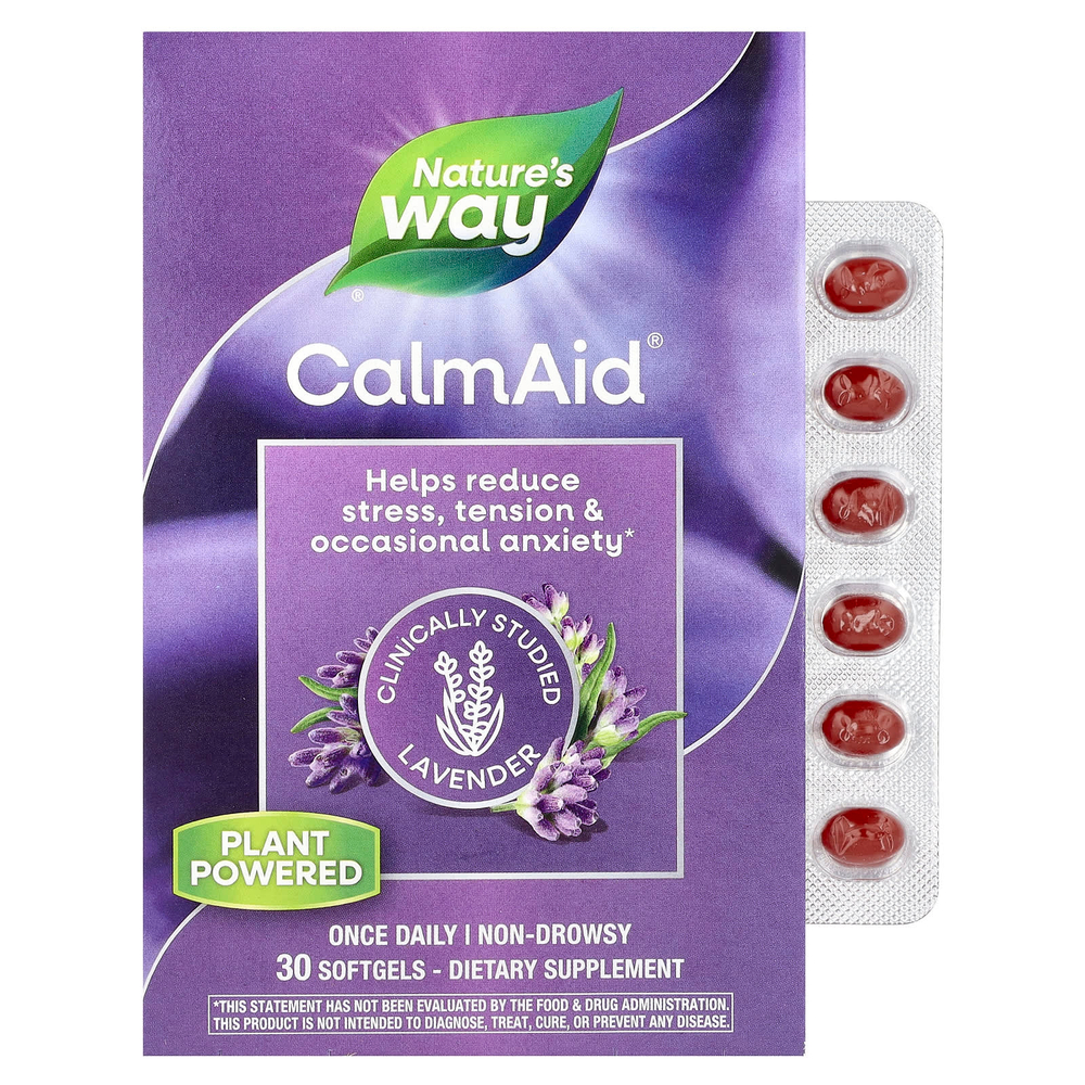 Nature's Way, CalmAid, клинически изученная лаванда, 80 мг, 30 мягких таблеток