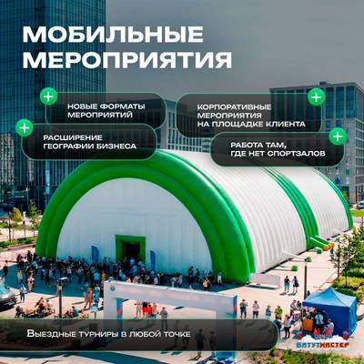 Ангар пневмокаркасный для спорта и мероприятий «Старт» 50х20х15 м — из ПВХ, зелёный