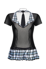 Костюм школьницы: топ, галстук, стринги черно-синий XL