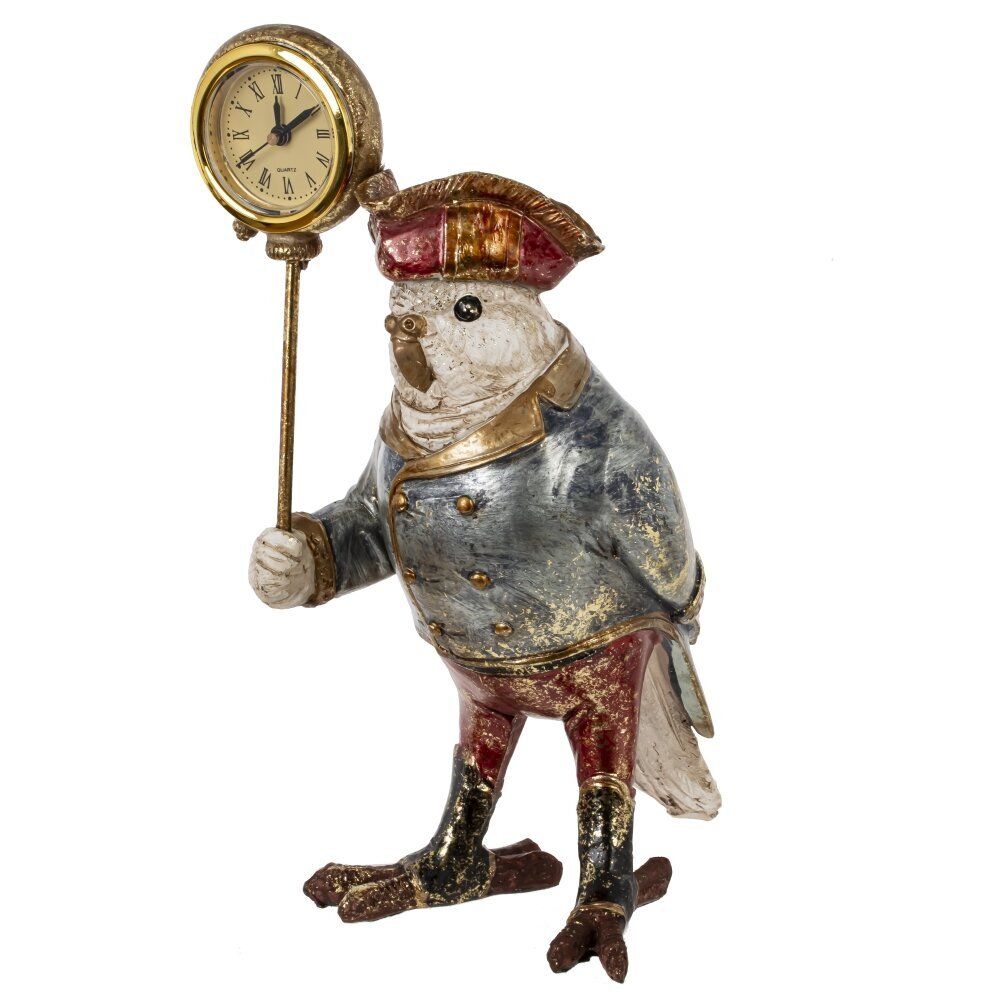 GAEM Фигурка декоративная с часами "Попугай" (LR44х1 н/п), L12 W13 H23 см