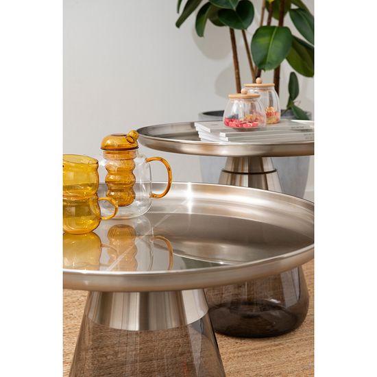 Столик кофейный dahl, D70,5 см, матовый хром/серый