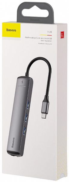 Переходник Baseus Mechanical eye Six-in-one HUB 6в1 (CAHUB-J0G) Type-C to USB3.0x3/ HDMI/ Lan/ Type-C PD для MacBook Графитовый