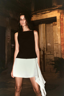 ZARA КОРОТКОЕ КОМБИНИРОВАННОЕ ПЛАТЬЕ, ЧЕРНЫЙ