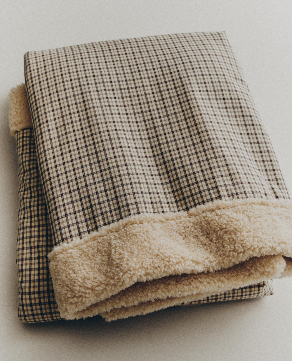 Zara Home плед из хлопка, экрю, в клетку