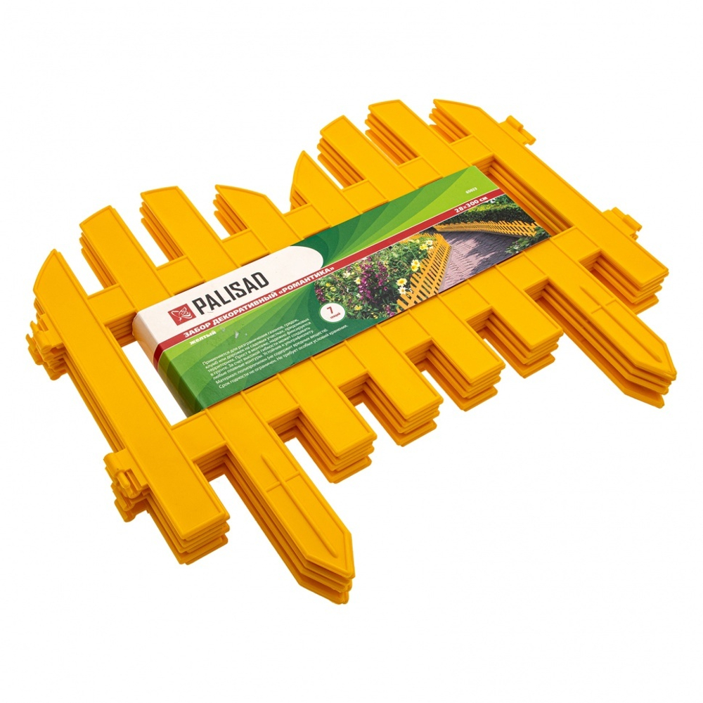 Забор декоративный "Романтика", 28 х 300 см, желтый, Россия, Palisad