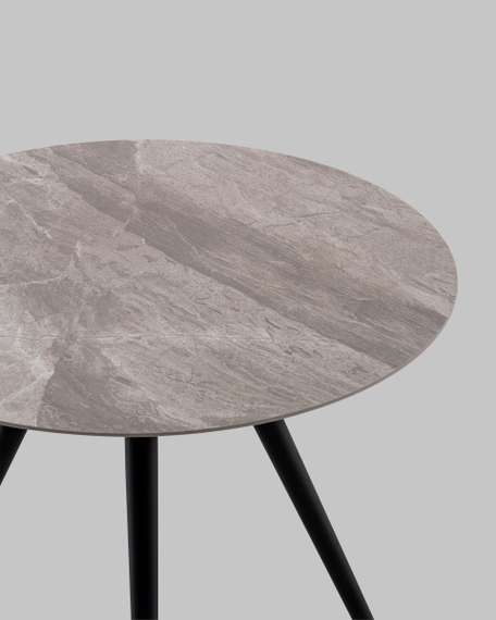 Стол Ники круглый столешница керамика Italian light grey 800