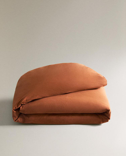 ZARA HOME ДЕТСКИЙ ПОДОДЕЯЛЬНИК ИЗ ХЛОПКА, КОРИЧНЕВЫЙ