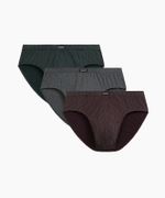 Мужские трусы слипы классика Atlantic, набор 3 шт., хлопок, изумрудные + темно-серые меланж + баклажановые, 3MP-202