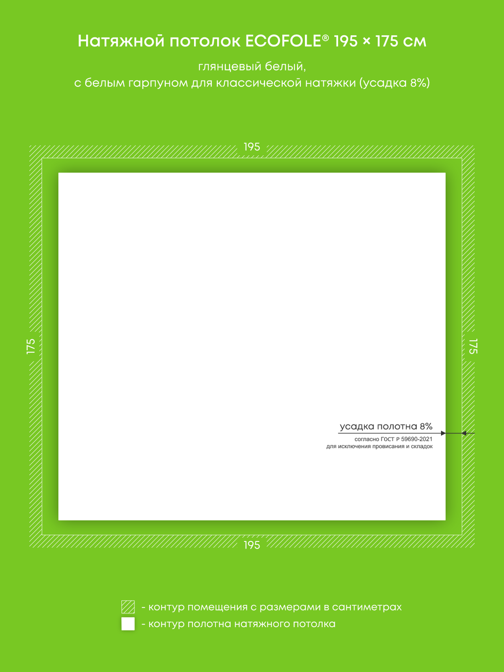 Глянцевый натяжной потолок 3.4 м2