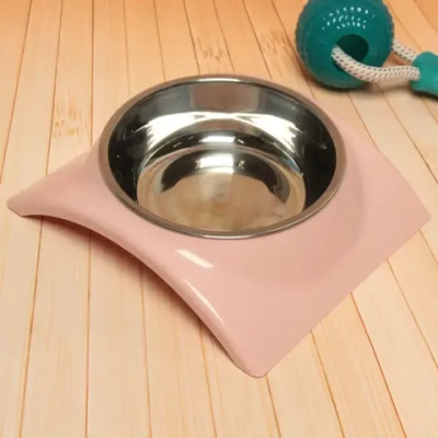 Миска металлическая «Колор-Волна» 250мл 19*16*5см на пластиковой подставке,цвет розовый