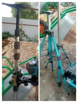 Распорная штанга-штатив для лазерного уровня 4 м с треногой + поворотная головка 360 / телескопическая/нержавеющая сталь