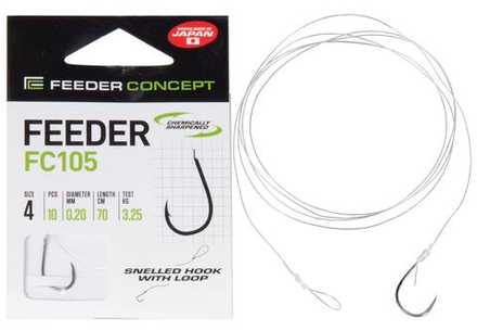 Крючки с поводком FC FEEDER сер. FC105 70см, разм.004, 0,20мм 10шт.