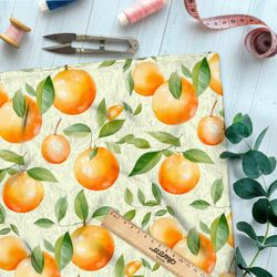 Ткань премиум флис акварельные апельсины