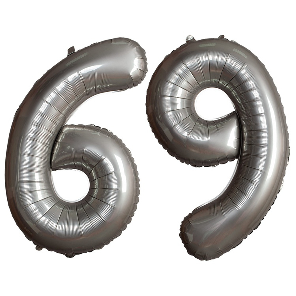 Шар фольгированный Цифра 9 101 см (Серебряный)