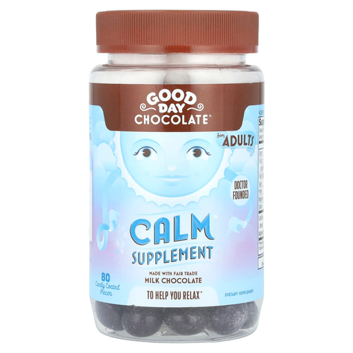 Good Day Chocolate, Calm, для взрослых, молочный шоколад, 80 кусочков, покрытых оболочкой
