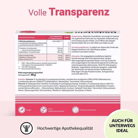 Doderlein CystoBiotic молочнокислые бактерии + биотин + экстракт клюквы