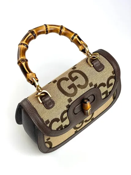 Маленькая сумка Gucci Bamboo 1947 из текстиля Jumbo Gg