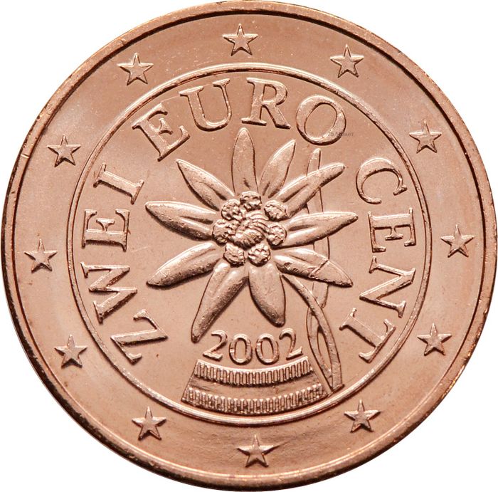 2 евроцента 2002 Австрия (2 euro cent)