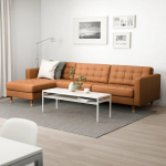 4-местный диван с шезлонгом - IKEA LANDSKRONA, 280х89х78 см, оранжевый, кожа, ЛАНДСКРУНА ИКЕА