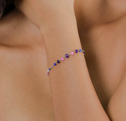 Браслет Franck Herval, Mellina, с аметистом, лазуритом, говлитом, стеклянными бусинами и нефритом, F