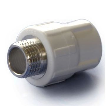 Муфта Политэк 20x3/4" НР с наружной резьбой комбинированная полипропиленовая