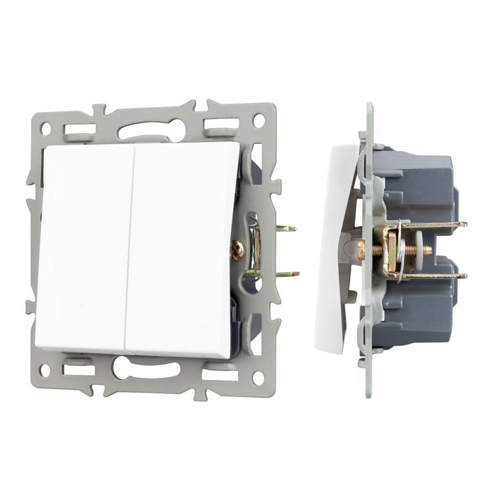Механизм выключателя двухклавишный проходной SWT-MKP2-PL-WH (250V, 16A) Arlight 043727