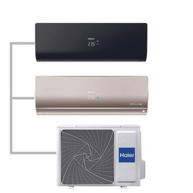 Мульти сплит-система Haier на 2 комнаты (25+25 кв.м.) FLEXIS Black + Gold