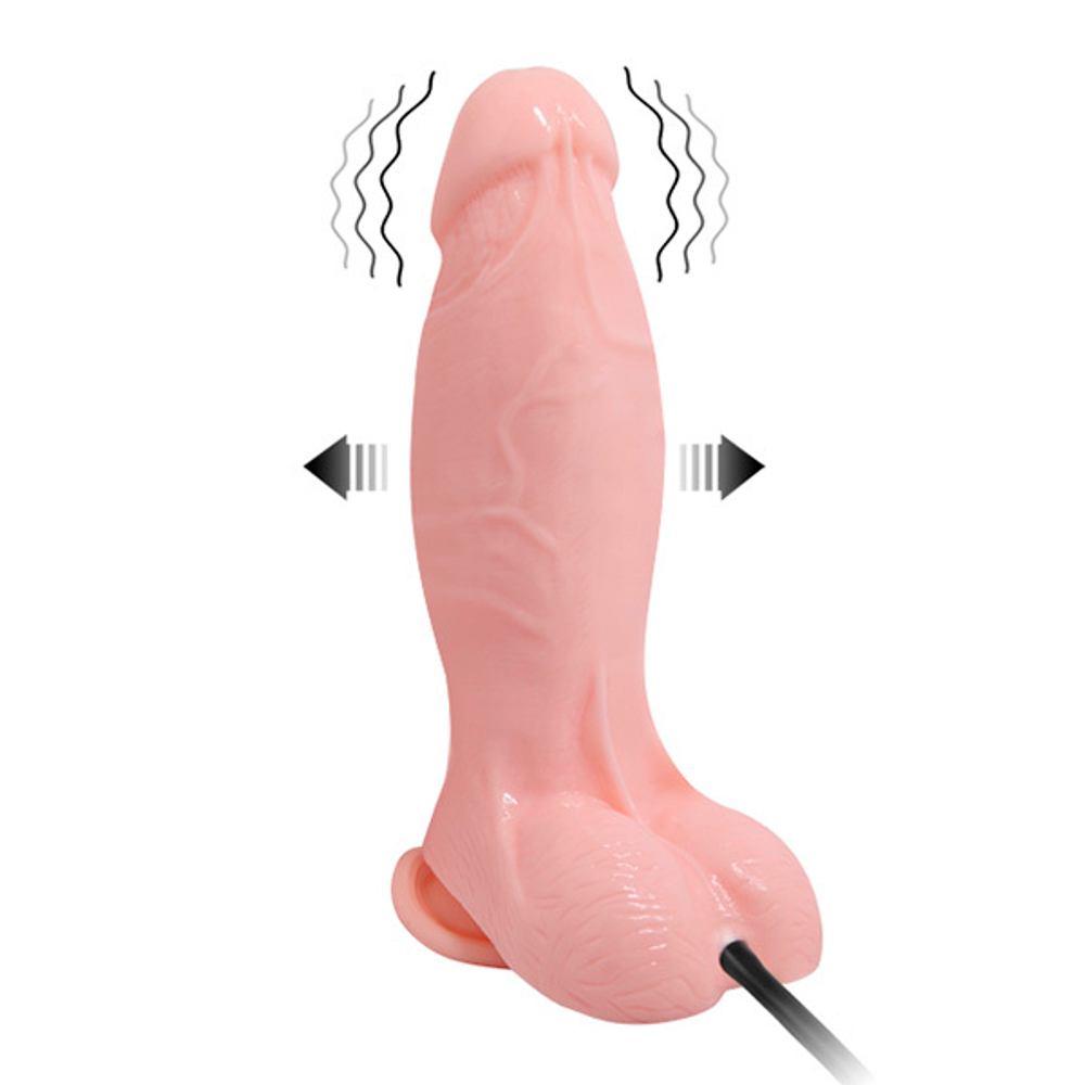 Реалистичный вибратор 18,8см с функцией расширения и пультом ДУ Baile BW-008066AQ