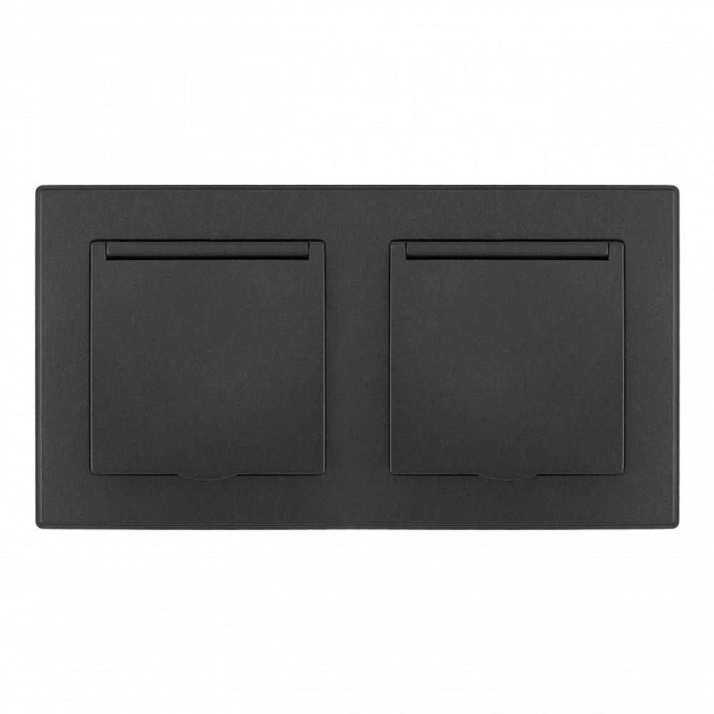 Розетка влагозащищенная с заземлением и со шторкой с крышкой Arte Milano SET06-2 SET06-2-41-1x2 black